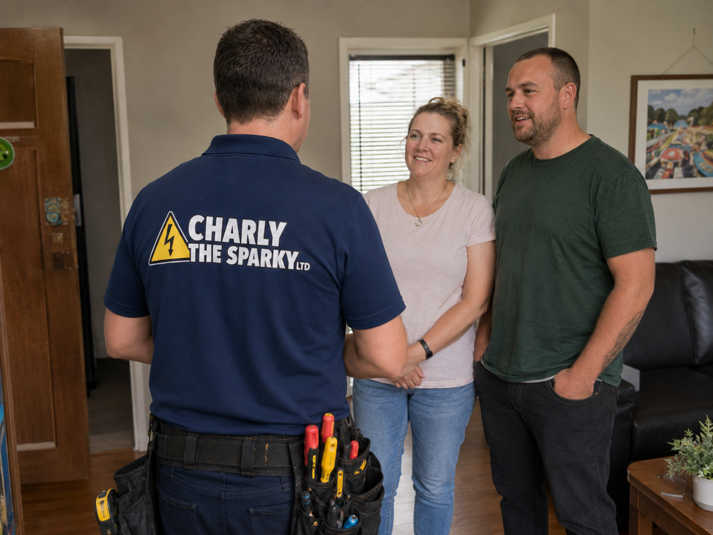Charly, registered electrician and inspector, on site