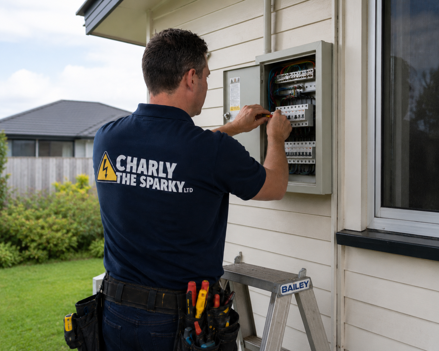 Charly The Sparky upgrading a switchboard on a Te Kauwhata home