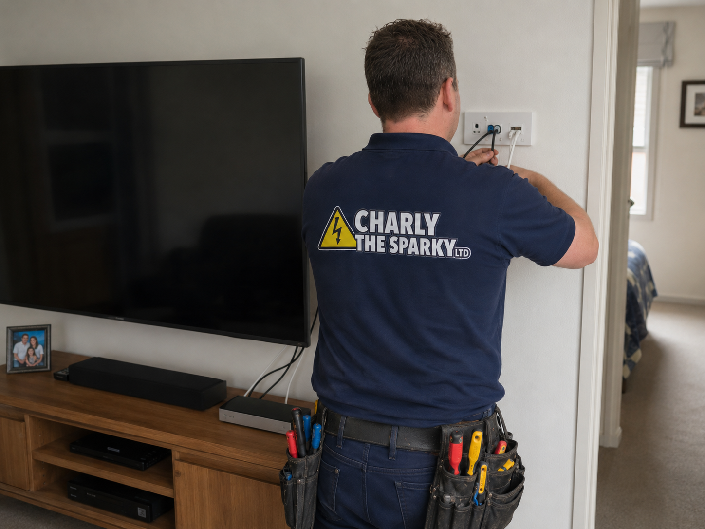 Charly on a data and TV install