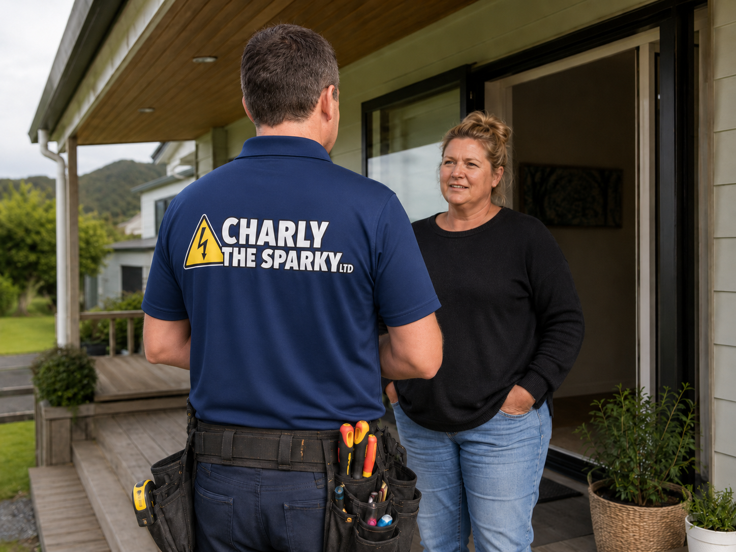 Charly, registered electrical inspector, on site
