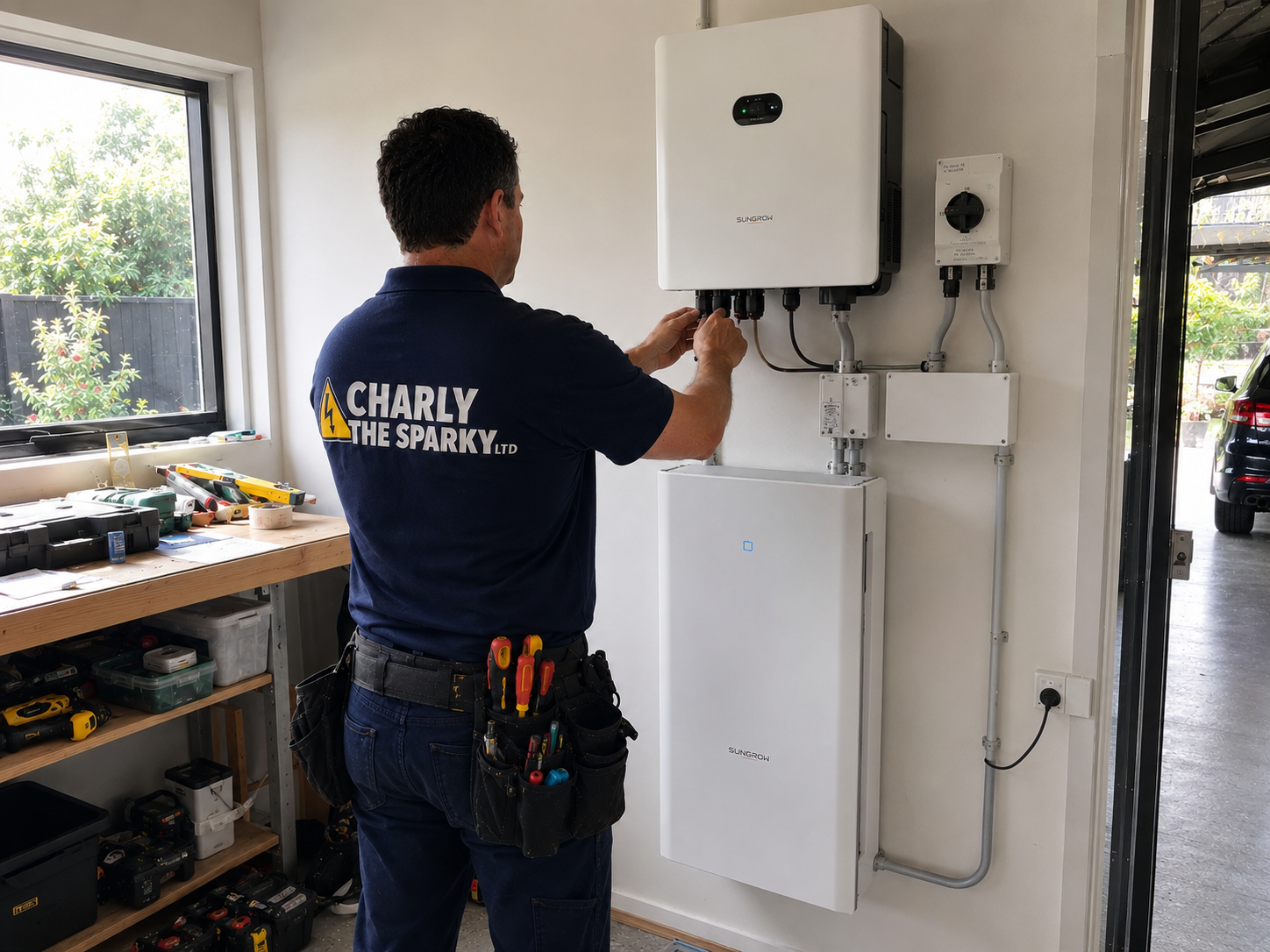Charly commissioning a battery install